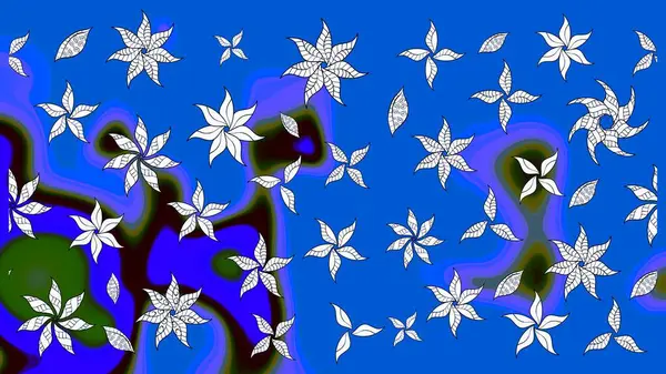 Renkli Bahar Teması eskiz kalıbı. Süslü kumaş deseni. Raster illüstrasyonundaki çiçek desenli çizim. Düz Çiçek Elementleri Tasarımı.