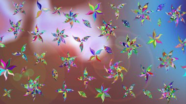 Renkli Bahar Teması eskiz kalıbı. Eskiz klasiği. Raster Şirin kumaş deseni. Düz Çiçek Elementleri Tasarımı.