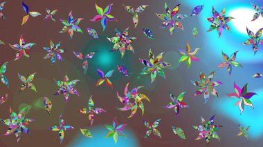 Düz Çiçek Elementleri Tasarımı. Çiçek desenli eskiz, yaz çiçekleri. Kahverengi renkli çiçekler. Renkli Bahar Teması çizim şablonu.