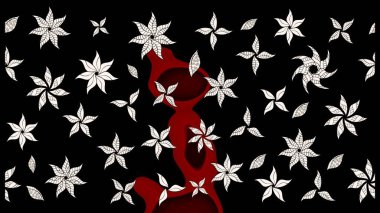 Raster illüstrasyonu. Siyah renklerde. Çiçek buketleriyle klasik tarzda eskiz deseni.