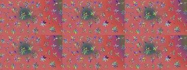 Düz Çiçek Elementleri Tasarımı. Renkli Bahar Teması eskiz kalıbı. Güzel kumaş deseni. Raster illüstrasyonunda çiçek deseni çizimi.