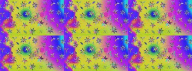 Küçük çiçekte güzel bir desen. Moda baskıları için zarif bir şablon. Robot resim. Küçük renkli çiçekler. Motley illüstrasyonu. Çiçekli yaz çiçekleri.