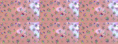 Tarafsız renklerde çiçekler. Raster illüstrasyonu. El çizimi çiçekli soyut çizim deseni.