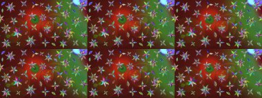 Raster illüstrasyonu. Küçük çaplı çiçeklerdeki basit şirin desenler. Tekstil veya kitap kapakları, imalat, duvar kağıtları, baskı, hediye paketi ve yapıştırma kitabı için çiçek eskiz geçmişi.