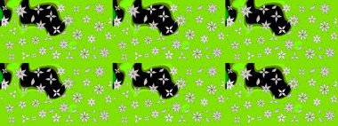 Raster çiçek desenleri çiziyor. Vadinin yeşil renkli çiçekleri.