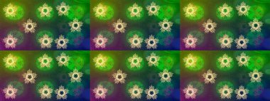 Kar tanesi süsleme deseni. Raster illüstrasyonu. Kar taneleri arka planda. Kar taneleri deseni. Renkli arkaplanda izole edilmiş kar tanelerinin düz tasarımı.