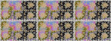 Raster illüstrasyonu. Gri renkler ve altın elementler üzerinde altın pürüzsüz desen. Tekrarlayan elementlerle soyut arkaplan oluşturun. Kusursuz, klasik altın desen..