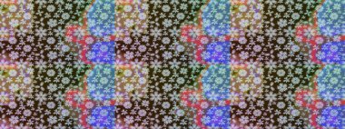 Dallı bahar çiçekleriyle desen, kahverengi renklerle çiçek siluetiyle desen. Raster deseni.