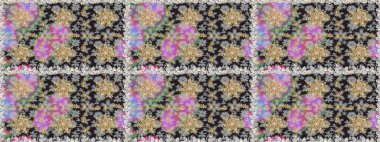 Süslü raster dekorasyonu. Gri renkli ve altın elementli altın desenli. Barok tarzında duvar kağıdı tasarımı için kusursuz damaske deseni arkaplanı.