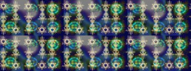 Noel için tatil tasarımı, yeni yıl moda baskıları. Kar tanelerinin soyut arkaplanlı Noel arkaplanı. Raster illüstrasyonu. Güzel tasarım. Mavi, gri ve yeşil kar taneleri.