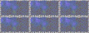 Kusursuz desen. Mavi, mor ve kahverengi renkte güzel renk kelebekleri. Kumaş, tekstil, baskı ve davetiye için arka plan. Raster illüstrasyonu.