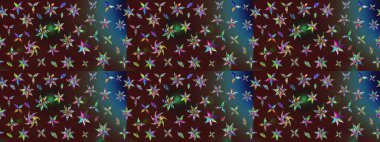 Raster illüstrasyonundaki çiçek desenli çizim. Kahverengi renkli çiçekler. Renkli Yaz Temalı eskiz kalıbı. Düz Çiçek Elementleri Tasarımı.