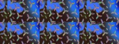 Kar tanesi süsleme deseni. Raster illüstrasyonu. Kar taneleri deseni. Renkli arka planda izole edilmiş kar tanelerinin düz tasarımı. Kar taneleri arkaplanı.