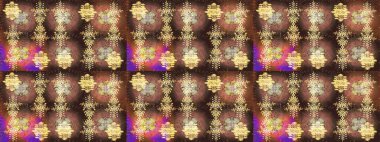 Noel ve yeni yıl moda baskıları için tatil tasarımı. Raster illüstrasyonu. Kar tanelerinin soyut arkaplanlı Noel şablonu. Kar taneleri. Renkler.