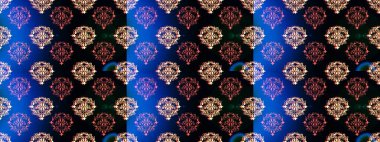 Geleneksel oryantasyon süsü. Klasik klasik klasik arka plan. Kusursuz klasik raster siyah, mavi ve pembe ve altın desenli.