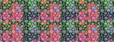 Raster illüstrasyonu. Çiçek deseni. Renkli Bahar Teması eskiz kalıbı. Chichi 'nin kumaş kalıbını çiz. Düz Çiçek Elementleri Tasarımı.