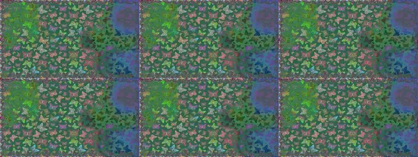 Egzotik hayvanlar. Kusursuz. Mavi kelebekler. Kumaş, kağıt, ambalaj kâğıdı ve duvar kağıdı tasarımı için harika bir arka plan. Raster illüstrasyonu.