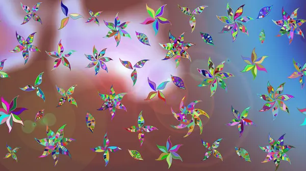 Renkli Bahar Teması eskiz kalıbı. Eskiz klasiği. Raster Şirin kumaş deseni. Düz Çiçek Elementleri Tasarımı.