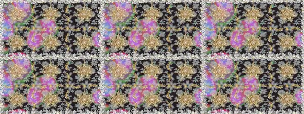 Süslü raster dekorasyonu. Gri renkli ve altın elementli altın desenli. Barok tarzında duvar kağıdı tasarımı için kusursuz damaske deseni arkaplanı.