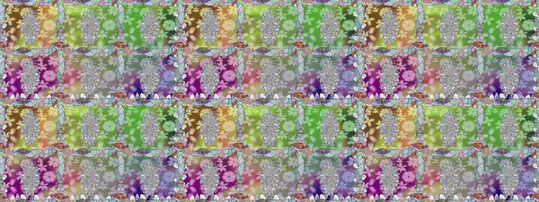 Renkli Yaz Temalı Kusursuz Arkaplan. Raster Illustrasyon 'da moda olmayan çiçek deseni. Düz Çiçek Elementleri Tasarımı. Tarafsız renklerde çiçekler.