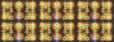 3D çiçekler, eskiz. Kahverengi, nötr ve sarı renklerde. Raster illüstrasyonu.