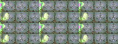 Raster illüstrasyonunda kusursuz çiçek deseni. Düz Çiçek Elementleri Tasarımı. Renkli Bahar Temalı Kusursuz Arkaplan. Tarafsız, yeşil ve gri renkte çiçekler.