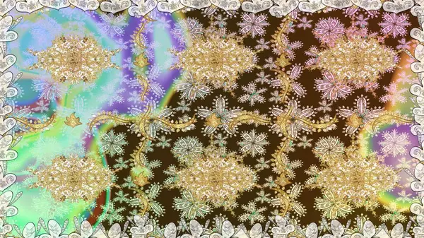 Klasik klasik klasik arka plan. Tarafsız renklerde, altın elementlerle kusursuz desen. Klasik raster sarısı, kusursuz desen. Geleneksel oryantasyon süsü.