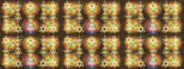 3D çiçekler, eskiz. Kahverengi, nötr ve sarı renklerde. Raster illüstrasyonu.