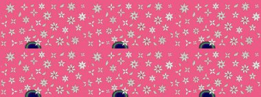 Çiçekli karalama şeklinde Raster çiçek deseni. Pembe renkli çiçekler. Yumuşak, bahar çiçekli arka plan.