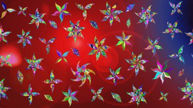 Çiçek süslemeli çizim deseni. Kırmızı renkte çiçekler. Raster illüstrasyonu.