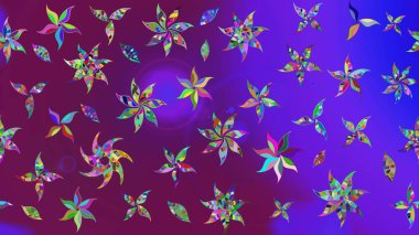 Raster çiçek desenli çiçek deseni, yapraklar, dekoratif elementler, sıçrama, lekeler, el çizimi kontur çizgileri ve Doodle çizim stili, grafik raster çizim çizimi.