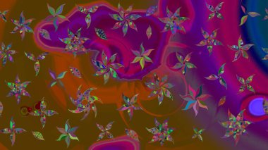 Nazik, sevimli çiçek arkaplanı. Çiçekli karalama şeklinde Raster çiçek deseni. Kahverengi renkte çiçekler.