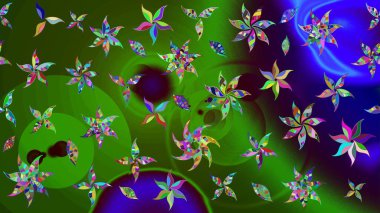 Çiçekler suluboya tarzında yeşil renkte. Çiçek izi. Suluboya çizim deseni.