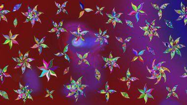 Suluboya tarzında kırmızı renkte çiçekler. Çiçek izi. Suluboya çizim deseni.