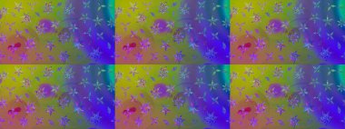 Çiçekli çizim şekli. Düz Çiçek Elementleri Tasarımı. Mor renkli çiçekler. Renkli Bahar Teması çizim şablonu.