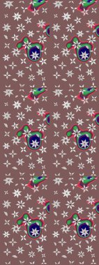 Raster illüstrasyonu. Çiçekli karalama şeklinde Raster çiçek deseni. Nazikçe, yaz çiçekleri kahverengi renklerde.