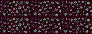 Renkli Bahar Teması eskiz kalıbı. Düz Çiçek Elementleri Tasarımı. Raster illüstrasyonundaki çiçek desenli çizim. Kahverengi renkte çiçekler.