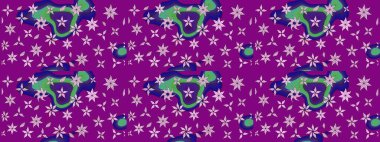 Küçük çiçekli yay deseni çiz. Suluboya tarzında mor renklerde. Raster illüstrasyonu.