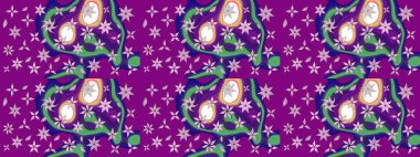 Raster illüstrasyonu. Mor renkli mor kıvırcık çiçekler. Klasik çiçek tasarım elementleri.