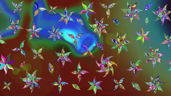 Küçük çiçekli basit bir çiçek çizimi. Yeşil renkte şirin çiçekler. Raster illüstrasyonu. Moda baskısı, albüm, ambalaj kağıdı, duvar kağıdı için zarif dekoratif süslemeler..