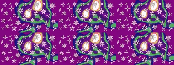 Raster illüstrasyonu. Mor renkli mor kıvırcık çiçekler. Klasik çiçek tasarım elementleri.