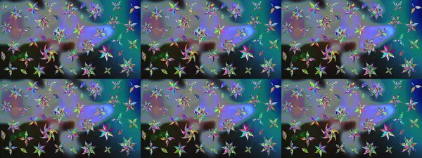 Mavi renkli çiçekler. Raster illüstrasyonunda çiçek deseni çizimi.