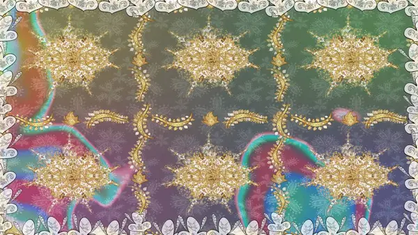 Klasik klasik klasik arka plan. Geleneksel oryantasyon süsü. Kusursuz klasik raster altın desenli. Altın elementlerle gri renklerde altın desen.