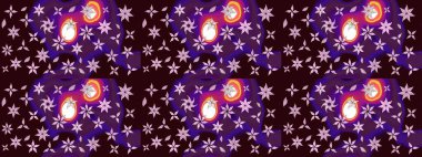 Şirin çiçekli eskiz deseni ve kahverengi renkli yapraklar, suluboya çiçek deseni, duvar kağıdı, kart veya kumaş için fayanslı. Raster illüstrasyonu.