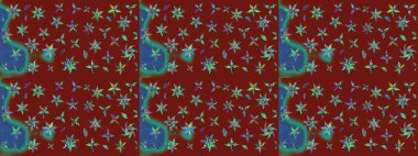 Küçük çiçekteki sevimli çiçek deseni. Raster illüstrasyonu. Kırmızı renkte çiçekler.