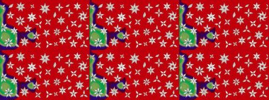 Renkli Bahar Teması eskiz kalıbı. Düz Çiçek Elementleri Tasarımı. Kırmızı renkte çiçekler. Raster illüstrasyonunda çiçek deseni çizimi.