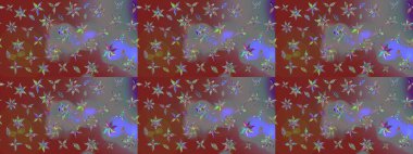 Düz Çiçek Elementleri Tasarımı. Kahverengi renkli şirin çiçek deseni. Raster Modaya uygun kumaş deseni. Renkli Bahar Teması çizim şablonu.