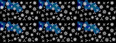 Siyah renkli çiçekler. Raster illüstrasyonu. Çizim çiçek deseni duvar kağıdı için kullanılabilir.