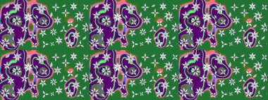 Raster illüstrasyonu. El çizimi. Çiçekli, yapraklı, çiçek desenli çizim..