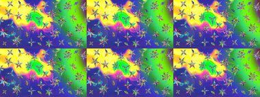 Raster illüstrasyonu. Şirin çiçek elementleri. Taslak desenli, modaya uygun kumaş deseni. Renkli Bahar Teması eskiz kalıbı. Düz Çiçek Elementleri Tasarımı.